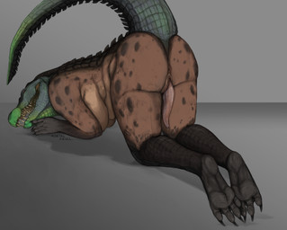 animal_genitalia anthro anus ass_out big_breasts big_butt breasts butt claws crocodile_tail curvy_figure feet genital_slit genitals gradient gradient_body gynomorph intersex legs_together looking_at_viewer looking_pleasured markings mature_gynomorph mature_intersex natural_colors no_pawpads nude open_mouth paws penis presenting presenting_hindquarters raised_tail realistic_anatomy realistic_anthro rear_view slightly_chubby solo spots spotted_body suggestive tail tapering_penis teasing teasing_look teasing_with_butt thick_thighs toe_claws toes vulva wide_hips mortalskull crocodile crocodilian hybrid hyena mammal reptile scalie spotted_hyena full-length_portrait hi_res portrait
