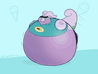 animated_gif belly big_belly blue_clothing blue_shirt blue_topwear clothing dessert food huge_belly hyper hyper_belly ice_cream inflation motion_lines pink_body purple_body rolling shirt topwear twitter_handle crestdraggy nintendo pokemon generation_6_pokemon goodra pokemon_(species) animated hi_res loop seamless_loop short_playtime
