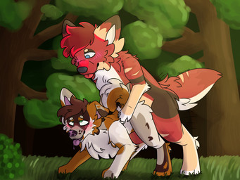 blush doggystyle dominant dominant_male duo female female_penetrated feral feral_on_feral feral_penetrated feral_penetrating feral_penetrating_feral from_behind_position intraspecies male male/female male_penetrating male_penetrating_female nature obscured_penetration penetration penile penile_penetration penis_in_vagina sex submissive submissive_female tongue tongue_out toony vaginal vaginal_penetration fuzzzycrumpets canid canine mammal absurd_res hi_res