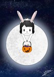 anthro basket black_hair candy container dessert dot_eyes eyebrows female food hair holding_basket holding_container holding_object holidays lollipop looking_at_viewer moon night nude short_hair short_tail sky smile solo star starry_sky tail white_body young young_anthro jrtmrx elinor_wonders_why halloween pbs elinor_rabbit lagomorph leporid mammal rabbit absurd_res hi_res