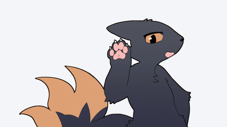 4_fingers :< ambiguous_gender anthro arm_tuft big_tail biped black_body black_ears black_fur black_nose black_tail blinking blinking_at_viewer bowing cheek_tuft cheerful dancing dipstick_tail elbow_tuft eyelashes facial_tuft fingers fluffy fluffy_chest fluffy_tail fur gesture hand_on_hip handpaw happy head_tuft hip_tuft looking_at_viewer markings nude nude_anthro open_mouth orange_sclera orange_tail_tip outline pawpads paws pink_pawpads pupils silly simple_background slit_pupils small_nose snout solo standing tail tail_markings tail_motion tailwag tuft waving waving_at_viewer white_background teppuko caipirinha_dance casualties:_unknown gunsaw canid canine expie_(gunsawian) fox gunsawian hybrid mammal murid murine rat rodent 16:9 2026 2d_animation animated animation_meme digital_drawing_(artwork) digital_media_(artwork) frame_by_frame loop meme seamless_loop widescreen