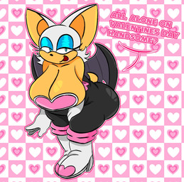 anthro bedroom_eyes big_breasts big_butt breasts butt cleavage clothed clothing dialogue female huge_breasts huge_butt leaning leaning_forward looking_at_viewer narrowed_eyes open_mouth seductive solo tail thick_thighs wings trinthehypno sega sonic_the_hedgehog_(series) rouge_the_bat bat mammal hi_res