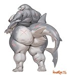 anthro areola back_fat back_rolls belly big_belly big_breasts big_butt breasts butt cellulite female huge_belly huge_breasts huge_butt huge_hips huge_thighs nipples overweight overweight_anthro overweight_female rear_view scar solo tail thick_tail thick_thighs wide_hips raudegil fish marine shark 2025 hi_res