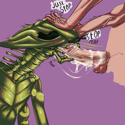 all_fours anthro bodily_fluids compound_eyes cum cum_in_mouth cum_inside dialogue disembodied_penis exoskeleton fellatio female forced genital_fluids genitals male male/female mandibles motion_lines oral penile penis reverse_forced_oral sex sun_bug trilobite_girl_(sun_bug) aquatic arthropod human insect mammal prehistoric_species trilobite 1:1 absurd_res hi_res