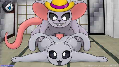 ahegao ambiguous_gender anthro clothing duo female floor from_behind_position hat hat_only headgear headgear_only headwear headwear_only looking_pleasured male male/female mostly_nude penetration sex whygenamoon alice_alien_(whygenamoon) d-rat alien mammal mouse murid murine rodent roswell_grey 16:9 absurd_res hi_res widescreen
