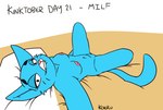 anthro blue_body blue_fur breasts cheeky_smile female fur lying mature_female on_back selfie solo spread_legs spreading koeru cartoon_network kinktober kinktober_2024 the_amazing_world_of_gumball nicole_watterson felid mammal hi_res