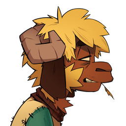 anthro bangs bared_teeth bovid_horn brown_body brown_clothing brown_ears brown_eyebrows brown_fur brown_topwear caprine_horn clothed clothed_male clothing curled_horn empty_eyes eyebrows facial_hair floppy_ears fur grey_horn hair head_horn horn lop_ears male monotone_background monotone_hair multicolored_body multicolored_clothing multicolored_fur multicolored_topwear object_in_mouth open_mouth parody ram_horn short_hair side_view sideburns simple_background snout solo tan_body tan_fur tan_hair tan_wool teal_clothing teal_topwear teeth toony topwear two_tone_body two_tone_fur wheat wheat_in_mouth white_background white_clothing white_topwear wool_(fur) marriouss demon_days gorillaz marriouss_(character) bovid caprine domestic_sheep mammal sheep valais_blacknose 1:1 2025 bust_portrait cel_shading clip_studio_paint_(artwork) digital_drawing_(artwork) digital_media_(artwork) hi_res icon portrait shaded signature