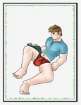 book border bulge clothed clothing detailed_bulge easyspark genital_outline hi_res holding_book holding_object male mammal not_furry penis_outline reading solo transformation underwear white_border