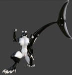 anthro breasts claws crouching digitigrade feet female genitals looking_at_viewer membrane_(anatomy) pussy solo tail toe_claws toes webbed_feet zealotdkd cetacean dolphin mammal marine oceanic_dolphin orca toothed_whale 3d_(artwork) digital_media_(artwork) hi_res