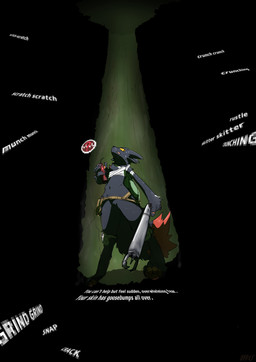 4_fingers 4_toes anthro black_body black_fur claws digitigrade feet fingers fluffy fluffy_tail fur open_mouth orange_pawpads pawpads solo tail teeth text toes wounded mttbsmn casualties:_unknown expie_(gunsawian) gunsawian absurd_res english_text hi_res