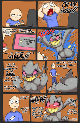 blush breasts clothing computer dialogue electronics featureless_breasts female grey_body grey_skin humor imminent_sex interspecies light_body light_skin male noseless not_furry pink_sclera pokephilia profanity text undressing zipper zipper_mouth oddrich shoutingisfun third-party_edit nintendo pokemon anon banette generation_3_pokemon ghost human humanoid mammal pokemon_(species) spirit 2017 color_edit colored comic english_text hi_res
