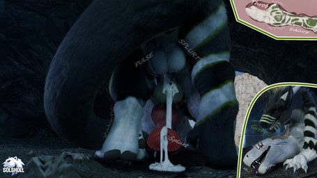 anal anal_penetration animal_genitalia animal_penis balls big_balls big_penis bodily_fluids breath cave cum cum_in_ass cum_inside cum_while_penetrated doggystyle dominant dominant_male duo ejaculation equine_genitalia equine_penis erection feet feral flared_penis from_behind_position fur genital_fluids genitals growling hands-free hindpaw horn hybrid_genitalia hybrid_penis internal knot knotted_equine_penis knotted_penis leaking_cum male male/male male_penetrated male_penetrating nude onomatopoeia open_mouth orgasm paws penetration penis pinned sex shaking sound_effects submissive submissive_male tail text tongue tongue_out trembling solskoll arceronth_(modeler) mythology gwyardon skoll_isbjorn_(character) felkin mammal mythological_creature hi_res