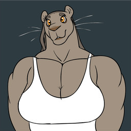 anthro biceps big_breasts breasts dreadlocks female muscular muscular_anthro muscular_female pecs solo ritts rochelle_barnette felid lion mammal pantherine 1:1 2d_animation animated