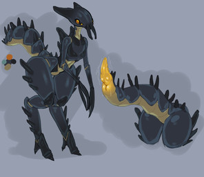 animal_genitalia black_body erection feral genital_slit genitals male mandibles multi_eye multiple_angles penis semi-anthro solo unusual_anatomy unusual_genitalia unusual_penis wide_hips artlegionary alien arthropod insect monster model_sheet