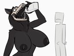 2020 2d_animation 4:3 animated anon anthro areola beverage big_breasts black_areola black_body black_fur black_hair black_nipples bouncing bouncing_breasts breasts bulge canid canine clothed clothing dark_areola dark_nipples digital_media_(artwork) drinking duo erection erection_under_clothing female fur hair high_framerate keadonger male malo mammal milk motion_tweening nipples scp-1471 scp-1471-a scp-686 scp_foundation short_playtime simple_background tenting undead