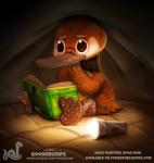 ambiguous_gender book flashlight scared solo text piper_thibodeau goosebumps anatid anseriform anserinae avian bird goose digital_media_(artwork) digital_painting_(artwork) english_text url