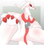 anthro anus areola biped breasts camel_toe clothing female foreshortening genitals geometric_background low-angle_view nipples pussy simple_background solo spread_legs spreading translucent translucent_clothing birbmabe 2024_pokemon_gigaleak beta_pokemon_games nintendo pokemon beta_pokemon_(species) generation_5_pokemon legendary_pokemon pokemon_(species) reshiram absurd_res digital_drawing_(artwork) digital_media_(artwork) hi_res shaded simple_shading