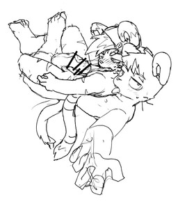 anthro big_penis bodily_fluids cum cum_in_mouth cum_inside duo genital_fluids genitals male male/male penis penis_size_difference sweat tongue tongue_out latotabo gelato_(latotabo) tiger_boy_(latotabo) felid mammal murid murine pantherine rat rodent tiger black_and_white hi_res line_art monochrome