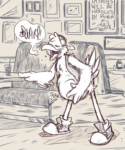 ambiguous_gender ambiguous_pred anthro anthro_pred arm_support beak belly beverage big_belly biped bodily_noises bottomless bubble burping cheek_tuft chest_tuft clothed clothing detailed_background digestion digitigrade eyes_closed facial_tuft fatal_vore feather_hands feather_tuft feathered_wings feathers footwear forced front_view furniture hand_on_belly hat headgear headwear holding_belly inside leaning leaning_forward mascot motion_lines onomatopoeia open_beak open_clothing open_mouth open_smile open_topwear open_vest oral_vore overweight overweight_ambiguous overweight_anthro partially_clothed restaurant rumbling_stomach shoes sign smile soft_vore solo sound_effects speech_bubble standing table tail tail_feathers text tongue topwear tuft vest vore winged_arms wings acidbath assdemon red_robin_gourmet_burgers_and_brews red_(red_robin) avian bird oscine passerine robin_(bird) 2015 5:6 digital_media_(artwork) english_text greyscale monochrome sketch