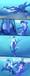 anthro attack blue_body butt hair male male/male text thrown torpedo dolphinproject cetacean dolphin mammal marine toothed_whale absurd_res comic english_text hi_res