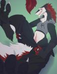 anthro claws clitoral_hood clothing female fur genitals pawpads paws prehensile_clitoral_hood pussy solo tail undressing thestory sheza mammal sergal 2018