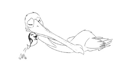 duo eyes_closed feathers female feral fin fish_tail fur jumping long_beak male simple_background tail tail_feathers white_background wings unknown_artist disney finding_nemo pixar dory_(finding_nemo) nigel_(finding_nemo) acanthurid aquatic avian bird brown_pelican fish pelecaniform pelican regal_tang 2021 monochrome sketch