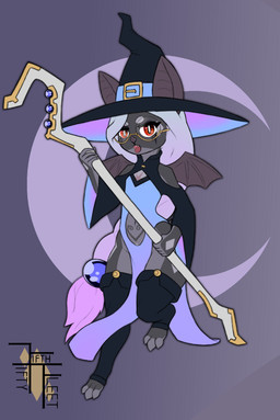 anthro bat_wings belly_tattoo big_ears big_hat chest_scar clothing eyewear female flat_chested fur glasses grey_body grey_fur hair hat headgear headwear loli long_hair magic_user membrane_(anatomy) membranous_wings red_eyes round_glasses scar shortstack small_wings solo staff tattoo wide_hips wings witch witch_costume witch_hat young young_anthro young_female fiftyfifthfleet ophelia_(fiftyfifthfleet) bat leaf-nosed_bat mammal microbat vampire vampire_bat yangochiropteran absurd_res alternate_version_at_source hi_res
