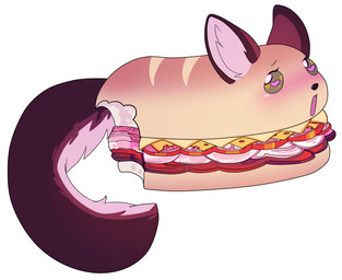 :o ambiguous_gender bite_mark bite_taken brown_body brown_fur cheese countershading dairy_products fluffy fluffy_ears fluffy_tail food fruit fur heart_symbol open_mouth pepperoni plant sandwich_(food) simple_background solo submarine_sandwich tail tomato white_background arh skylar_zero canid canine food_creature mammal 2018 digital_media_(artwork)