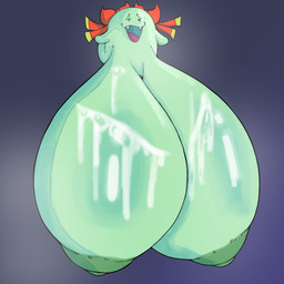 areola big_areola big_breasts bodily_fluids bow_ribbon breasts cum cum_on_breasts cum_on_face fangs female genital_fluids green_areola green_body green_nipples huge_breasts hyper hyper_breasts looking_at_viewer nipples not_furry one_eye_closed open_mouth solo teeth ursidea mario_bros nintendo paper_mario lady_bow boo_(mario) ghost spirit 1:1 absurd_res hi_res
