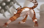 action_pose anthro anus bent_over black_inner_ear black_nose blurred_background brown_markings brown_stripes butt eyelashes female female_anthro fingers fist fur genitals hand_wraps heel_pad humanoid_genitalia humanoid_pussy leaning_hips leg_wraps looking_at_viewer looking_back looking_back_at_viewer markings multicolored_body multicolored_fur nude nude_anthro nude_female orange_body orange_fur pawpads pink_anus pink_pussy plantigrade plantigrade_pawpads plump_labia pose presenting presenting_hindquarters pupils pussy rear_view red_eyes red_pawpads slit_pupils solo striped_body striped_fur striped_markings striped_tail stripes tail tail_markings white_body white_fur wraps wraps_only yellow_sclera askart dreamworks kung_fu_panda master_tigress felid mammal pantherine tiger 16:10 full-length_portrait portrait widescreen