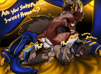 anthro bodily_fluids cum cum_inside duo ejaculation genital_fluids male male/male moan paws questionable_consent teasing mega_moppa jeffavious bovid caprine deer goat mammal hi_res