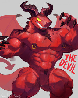 2_horns 4_fingers abs anthro areola barazoku big_muscles bodily_fluids chest_scar claw_fingers dorsal_ridge featureless_crotch fingers grey_background grin head_horn horn looking_at_viewer male membrane_(anatomy) membranous_wings muscular muscular_male nipple_piercing nipple_ring nipples nude piercing pubes red_body ring_piercing ringed_eyes scales scar simple_background smile solo spade_tail spikes spikes_(anatomy) sweat sweaty_chest tail teeth text wing_spikes wings yellow_piercing yellow_ring_piercing goofyahdragons demon 2025 artist_name character_name hi_res portrait three-quarter_portrait