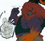 5_fingers anthro black_clothing black_shirt black_tank_top black_topwear clothed clothing duo eyewear fingers glasses humanoid_hands male muscular muscular_anthro muscular_male shirt tank_top topwear na1su league_of_legends riot_games tencent aurora_(lol) ornn_(lol) bovid caprine lagomorph leporid mammal rabbit sheep vastaya 2025 colored