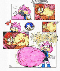 after_vore anthro belly big_belly brown_body brown_fur clothing female female_pred fur gloves group hair handwear huge_belly male male_prey overweight pink_body red_hair speech_bubble text trio unbirthing vaginal vore killboo sega sonic_the_hedgehog_(series) amy_rose sally_acorn sonic_the_hedgehog eulipotyphlan hedgehog mammal rodent sciurid 2026 comic hi_res