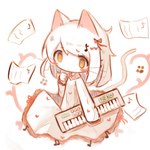 4_fingers accessory alternative_fashion anthro blush blush_stickers chibi clothing dress electronic_musical_instrument electronics female female_anthro fingers footprint fur hair hair_accessory heart_symbol holding_object j-fashion kemono keyboard_instrument lolita_(fashion) musical_instrument musical_keyboard musical_note musical_symbol paper pawprint paws sheet_music short_hair solo sweet_lolita symbol synthesizer text whiskers white_body white_fur white_hair yellow_eyes uki0x0 domestic_cat felid feline felis mammal 1:1 2021 digital_media_(artwork) hi_res restricted_palette unavailable_at_source