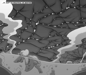 ambiguous_gender biped bodily_fluids detailed_background extreme_size_difference feral internal micro onomatopoeia oral_vore organs size_difference solo sound_effects stomach stomach_acid tail text vein vore willing_prey shyguy9 kobold scalie 2021 comic digital_drawing_(artwork) digital_media_(artwork) english_description english_text greyscale monochrome