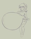 belly big_belly breasts ear_piercing female female_humanoid green_body green_skin huge_belly hyper hyper_belly hyper_pregnancy not_furry piercing pregnant simple_background solo funble goblin humanoid 2021 hi_res sketch