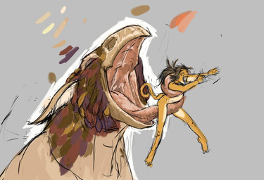 ambiguous/ambiguous ambiguous_gender anthro anthro_prey brown_body brown_feathers brown_hair duo eyes_closed feathers feral forced grey_background hair long_hair long_tongue nude nude_prey oral_vore scared simple_background tail tongue unwilling_prey vore jeri_kleinlowe mythology avian felid gryphon lion mammal mythological_avian mythological_creature pantherine colored sketch
