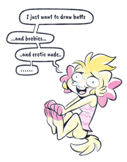 anthro blue_eyes blue_nose bodily_fluids breasts butt clothing dialogue dress feet female hand_on_foot open_mouth pink_clothing pink_dress simple_background sitting smile solo sweat tail text white_background vaporotem vap_(vaporotem) canid canine canis domestic_dog mammal digital_media_(artwork) english_text