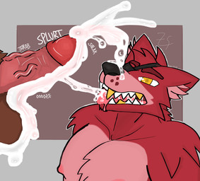 anthro balls big_balls big_penis bodily_fluids cheek_tuft cum cum_drip cum_in_mouth cum_inside cum_on_balls cum_on_face cum_on_penis cum_on_tongue dripping duo ejaculation eye_patch eyewear facial_tuft fluffy fluffy_chest fluffy_shoulders genital_fluids genitals gold_(metal) gold_tooth leaking_cum male male/male muscular open_mouth penis sharp_teeth teeth text tongue tuft yellow_eyes zyarisketch five_nights_at_freddy's scottgames foxy_(fnaf) freddy_(fnaf) bear canid canine mammal absurd_res digital_media_(artwork) hi_res shaded