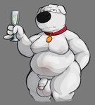 4_fingers alcohol anthro balls belly beverage black_nose collar collar_only fingers flaccid fur genitals grey_background hand_behind_back holding_beverage holding_glass holding_object humanoid_genitalia humanoid_penis male moobs mouth_closed nude overweight overweight_anthro overweight_male penis red_collar simple_background solo standing thick_thighs white_body white_fur locitony family_guy brian_griffin domestic_cat felid feline felis mammal 2023 colored_sketch english_description hi_res sketch