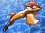 anthro big_breasts biped black_nose blush breast_squish breasts butt butt_nozzle dipstick_tail eyes_closed female floating glistening hand_behind_head hand_on_breast happy inflatable latex leg_markings markings nozzle nude orange_body outside pool_toy pose smile socks_(marking) solo squish tail tail_markings tail_nozzle vinyl water waterscape wet redflare500 animate_inanimate canid canine fox living_inflatable mammal detailed