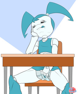 against_desk against_furniture against_surface blue_background bottomwear chair classroom clothing crop_top desk female fingering fingering_self furniture genitals machine masturbation not_furry on_chair penetration public school shirt simple_background sitting skirt solo table topwear vaginal vaginal_fingering vaginal_masturbation vulva white_background redgello my_life_as_a_teenage_robot nickelodeon jenny_wakeman humanoid robot robot_humanoid hi_res