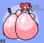 anthro big_butt braces breasts butt eyewear female glasses huge_butt nerd oil oiled_butt pink_body sex_toy solo tail text ghostfuckrr bubble_bear bear mammal absurd_res english_text hi_res