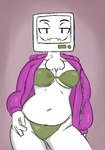 blush bra breasts clothed clothing crossgender curvy_figure electronics female for_a_head hoodie jacket medium_breasts navel neck_tuft not_furry panties presenting screen screen_face simple_background solo television thick_thighs topwear tuft under_boob underwear chernoh pyrocynical humanoid object_head screen_head tv_head 2023 colored digital_drawing_(artwork) digital_media_(artwork) shaded