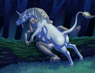 animal_genitalia animal_penis anthro anthro_on_feral anthro_penetrated anus balls bestiality bite bodily_fluids cum cum_in_vagina cum_inside detailed_background duo ejaculation equine_anus equine_genitalia equine_penis erection eyes_closed female female_on_feral female_penetrated feral feral_penetrating feral_penetrating_anthro forest genital_fluids genitals horn log male male/female male_penetrating male_penetrating_female night nude outside penetration penis plant sex shoulder_bite tree vaginal vaginal_penetration vulva wood bitterstrawberries mythology ambient_arthropod ambient_firefly ambient_insect arthropod beetle elateroid equid equine firefly insect lagomorph leporid mammal mythological_creature mythological_equine rabbit unicorn 2020 digital_media_(artwork) hi_res