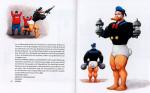 arms_above_head clothing cosplay costume group gun muscular parody ranged_weapon running solo_focus text weapon weights manfred_deix disney real_world arnold_schwarzenegger beagle_boys donald_duck german_text translated