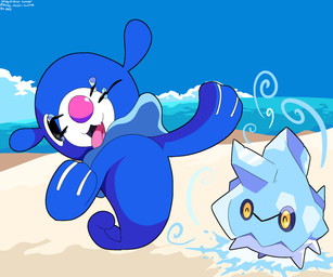ambiguous_gender beach black_eyes blue_body cloud duo fangs feral happy ice markings one_eye_closed open_mouth sea sky tail teeth tongue tongue_out water whisker_markings yellow_eyes sleepy_sealion nintendo pokemon bergmite elemental_creature generation_6_pokemon generation_7_pokemon ice_creature mineral_fauna pokemon_(species) popplio 2025 6:5 dated hi_res signature