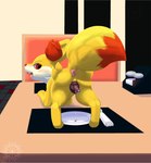 animal_genitalia animal_pussy anus bodily_fluids butt canine_genitalia canine_pussy female feral food food_fetish food_insertion food_play furniture genital_fluids genitals improvised_sex_toy plate presenting presenting_hindquarters pussy restaurant solo table vaginal_fluids lewdkitten069 nintendo pokemon fennekin generation_6_pokemon pokemon_(species) absurd_res hi_res