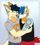 anthro clothing duo fluffy_ears holding_person hug love male male/male one_eye_closed shirt t-shirt tank_top topwear unknown_artist destiny_(video_game) falcon_woodwere fall_lightsky arctic_wolf canid canine canis domestic_dog husky mammal nordic_sled_dog spitz wolf absurd_res hi_res